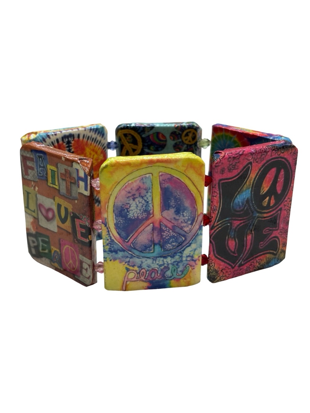Vintage PEACE & LOVE Tile Stretch Bracelet